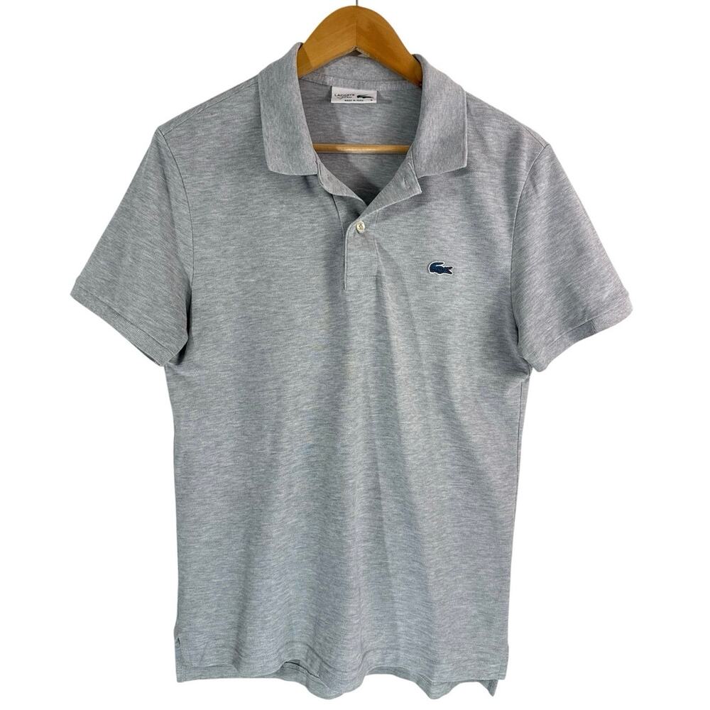 Lacoste for J.Crew Polo Shirt Mens M Size 4 Gray Heather 100% Cotton